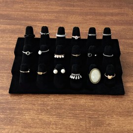 Baluue Black Cloth Desktop Ring Display Holder MDF Jewelry Modern Delicate Design for Store Home Ring Display Stand