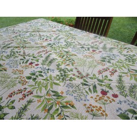 PAGO POCO Washable Tablecloth, Rectangular, Leaves Design, Green, All Sizes, 100% Cotton, Made in Italy, 140 x 240 cm