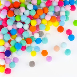 Fyihoxi Pack of 200 Pompoms for Crafts, 2 cm Pom Poms, Colourful Mini Pompoms for Crafts, Pompoms Decoration, Colourful Plush Balls, Pom Pom Crafts, Pompoms Balls Colourful for Children for Funny DIY