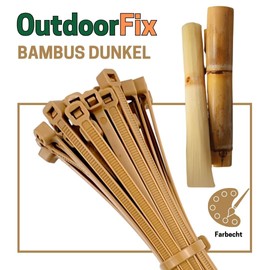 OutdoorFix Cable Ties 200 x 4.6 mm, Pack of 50 - Bamboo/Dark Reeds - Weatherproof, UV-Resistant