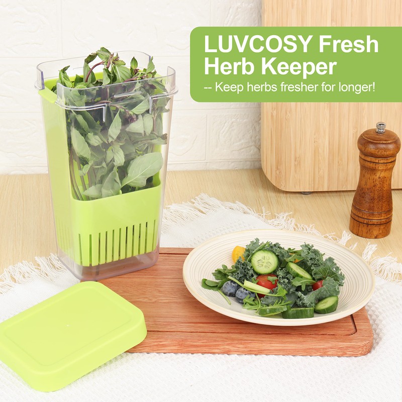 LUVCOSY Herb Keeper, BPA-Free Plastic Herb Saver with an Inner