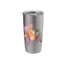 Hummingbird Feeding on Orchid Floral Nature Art Stainless Steel Insulated Tumbler
