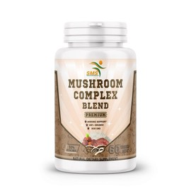 SMS Mushroom Complex Blend Supplement 50% polysaccharides 60 Veggie Caps Organic