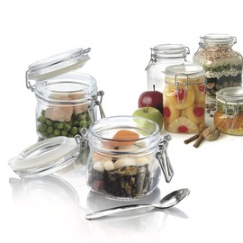 Borgonovo Primizie - Contenedor De Vidrio De 500 Ml. Cristalería Italiana Tarros con Tapa Hermética Recipiente de Almacenamiento Alimentos Para Especias