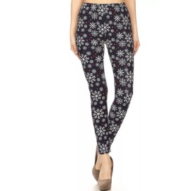 Leggings Snowflakes Christmas Navy, White & Red. Buttery Soft Leggings - One Size 2-12