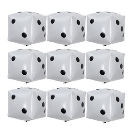 Yukiner 9Pcs Large White Dice Balloons, 24Inch Cube Foil 4D Square Dice Foil Balloons for Game Night, Las Vegas Birthday, Graduation, Prom Party Supply