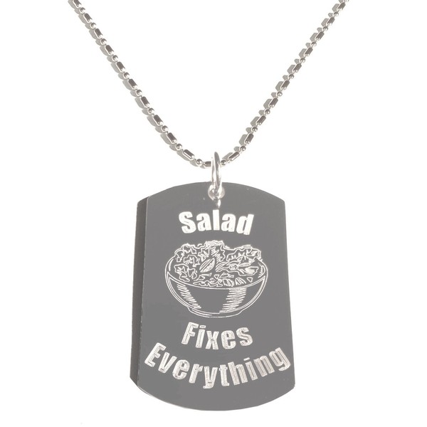 Hat Shark Salad Fixes Everything - Luggage Metal Chain Necklace Military Dog Tag