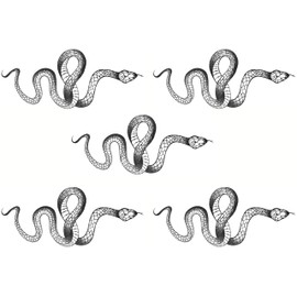 Fashion Realistic Big Size Black Snake Temporary Tattoo Stickers for Women Men Waterproof Fake Tattoo Waist Body Forearm Arm (Pack of 5)