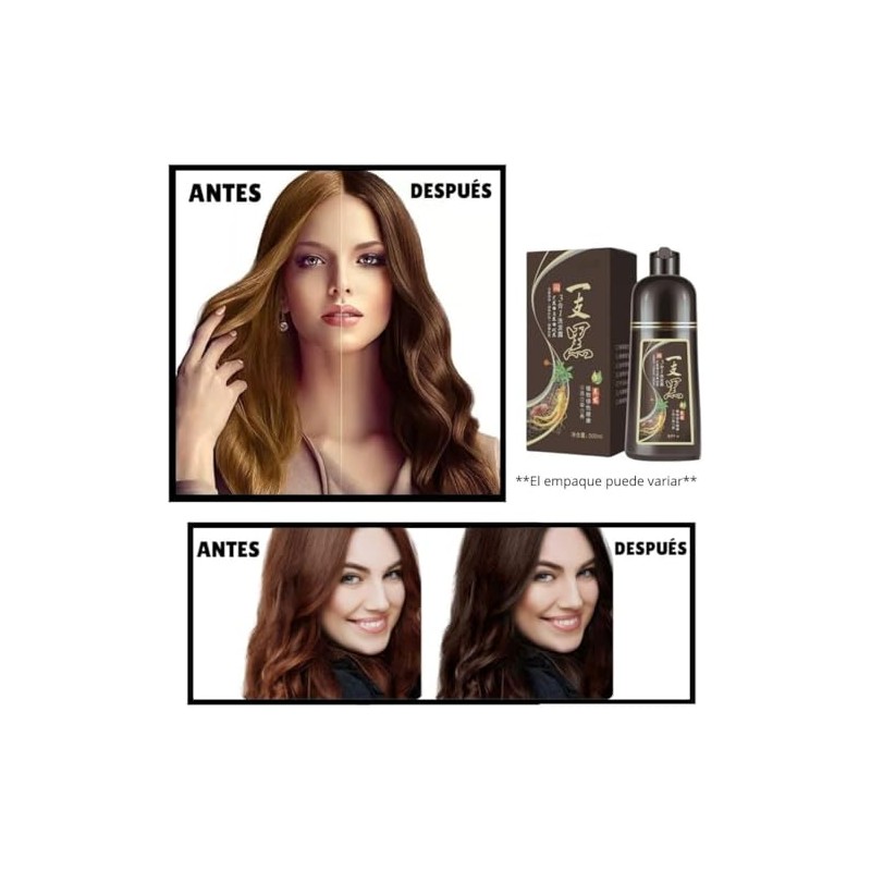 Shampoo Tinte Instantaneo Cabello Cubre Canas Natural Jengibre Champú Instant