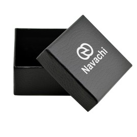 Navachi - 18K Gold Plated Base Metal Pear Cut Black Zirconium Oxide, gray