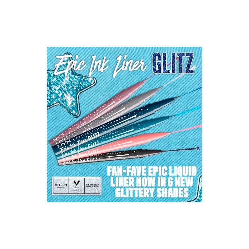 NYX Professional Makeup Epic Ink Liner Glitz, Delineador Líquido con