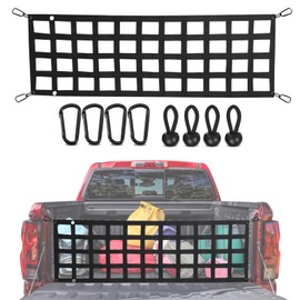 Tailgate Net for Pickup Truck Bed - Cargo Trucks Bed Divider for Full Size Truck 60'' x 18'' (Black) - Mesh Tail gate Competible with Chevy, Ford, Tacoma, Toyota, Ram