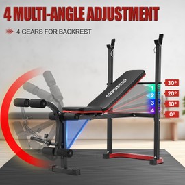 OPPSDECOR Adjustable Weight Bench Set with Leg Developer & Preacher Curl Pad, Full Body Workout Bench Press Set with Squat Rack for Home Gym Fitness, Standard Strength Training Bench