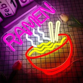 Ramen Neon Signs Ramen LED Signs Ramen Neon Sign for Wall Decor Dimmable Food Neon Sign Noodle Neon Signs for Resturant Ramen Shop Window Decor