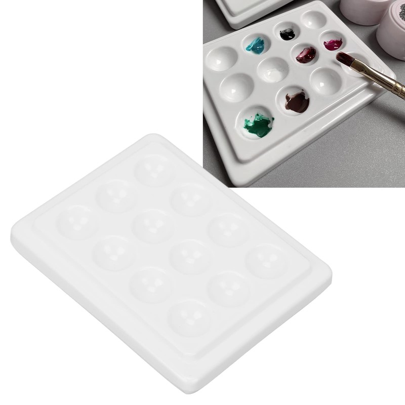 Ceramic Paint Palettes Pure Color Reusable Practical 12 Cavities Watercolor