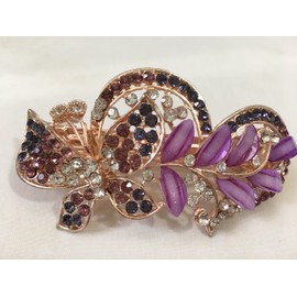 Gorgeous Vintage Jewelry Crystal Rhinestones Butterfly Design Hair Barrette Clips Hair Clips- Large Size - Purple Color -For Hair Beauty Tools