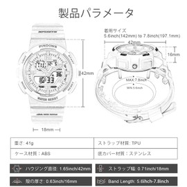 PINDOWS Women's Sport Watch Analog Digital LED Display 50M Waterproof Multifunction Fitness Tracker for Running Hiking Outdoor Adventure, 636N1: Black, Classic