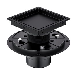 Bmvlffs 6 Inch Shower Drain Matte Black with Tile Insert Grate, Floor Drain Brushed 304 Stainless Steel, Including Hair Strainer