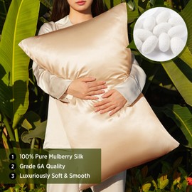 Utukky 100% Mulberry Silk Pillowcase 22 Momme - Ultra Premium 6A Grade Silk Pillow Case - Envelope Enclosure - Breathable Cooling Pillow Cover