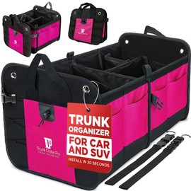 TRUNKCRATEPRO Pink SUV and Jeep Trunk Organizer - Premium Adjustable Multi-Compartment Collapsible Car Storage (Large Capacity)