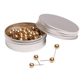 Tupalizy 100PCS 1/4 Inch Small Round Head Map Tacks Pins for Home Office Bulletin Cork Board Use and DIY Craft Project (Gold)