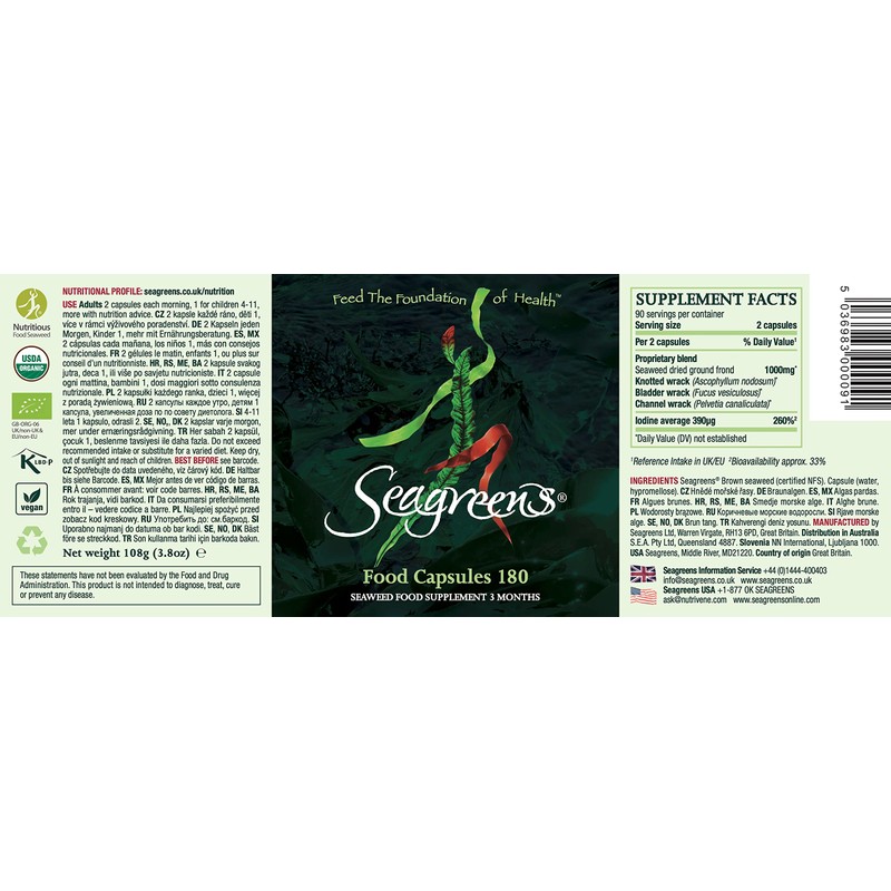 Seagreens, Seaweed Food Supplement (180 Capsules)
