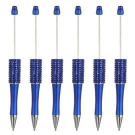 PATIKIL Diamond Beadable Pens, 6 Pcs Plastic Black Ink Bead Pen Creative DIY Ballpoint Pens for Teacher Office DIY Crafts Party Decorations Handmade Supplies, Blue