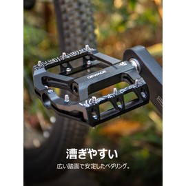GEWAGE GE-197 Bicycle Pedal, Flat, 3 Bearings, High Rotation, Wide Tread, Anti-Slip, Lightweight, Heavy Duty, Aluminum, 9/16" Road Bike, Cross Bike