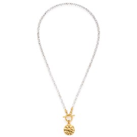 Leonardo Jewels Halskette Milly, Kette aus Edelstahl mit transaprenten Glasperlen, Verschluss mit Anhänger gold, 45 cm, Damen Schmuck, 1 Stück, 022492