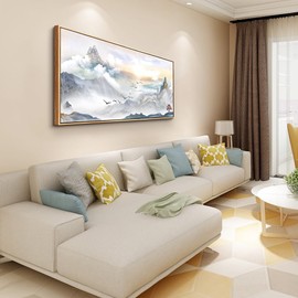 Wapluam Canvas Wall Art For Living Room Large Size Wall Decorations For Office Abstract Wall Decor For Bedroom Mountain Scenery Wall Painting Artwork Framed Pictures Art Home Wall Decor Wood Framed