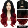 Daiaces Long Red and Black Curly Wig for Women Ombre