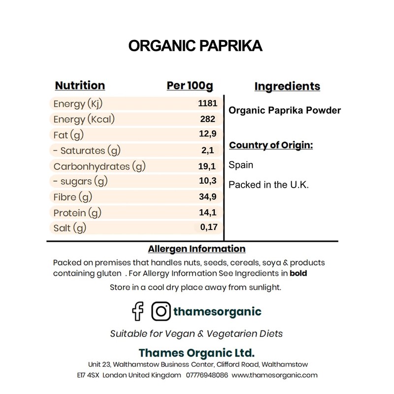 Organic Paprika-Certified Organic, Non-GMO, Vegan, No Additives, No Preservatives, Resealable