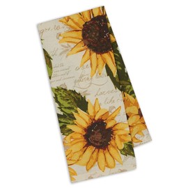 Design Imports Rustic Sunflowers Table Linens, 18-Inch by 28-Inch Dishtowels, Set of 2, Rustic Sunflowers Printed