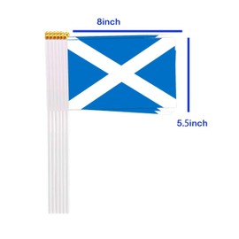 25 Packs Small Scotland Flags on Handheld Stick，Miniature Scottish Flag for Outside,4x6 Inch Mini Hand Held Banner with Golden Topper,Patriotic Decorations