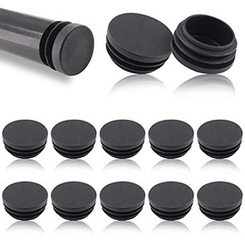Piutouyar 12 Pack 1-1/2 Inch Round Plastic Plugs, Durable Plastic Round End Caps, Black Round Tubing Plug, Pipe Tubing End Cap for Chair Table Stool Leg