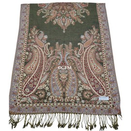 GFM Mosaic Design Pashmina Style Scarf (MSC-A), s13-ghjtn-olive