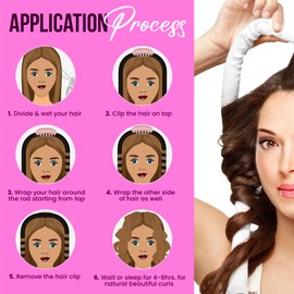 Satin Heatless Curling Rod Set, Hair Rollers for Curls, Premium Satin for Voluminous Curls Overnight Curls to Sleep in Heatless Curling Rod Headband Hair Wrap Set All Hair Types (Hot Pink, Medium)