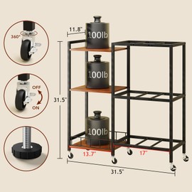 Homsorout 3D Printer Filament Storage Rack - 3D Printer Stand with Wheels, Heavy Duty Metal and Wood Construction Spool Holders, Filaments Organized Shelf for 3D Printing Workshop Studio Office