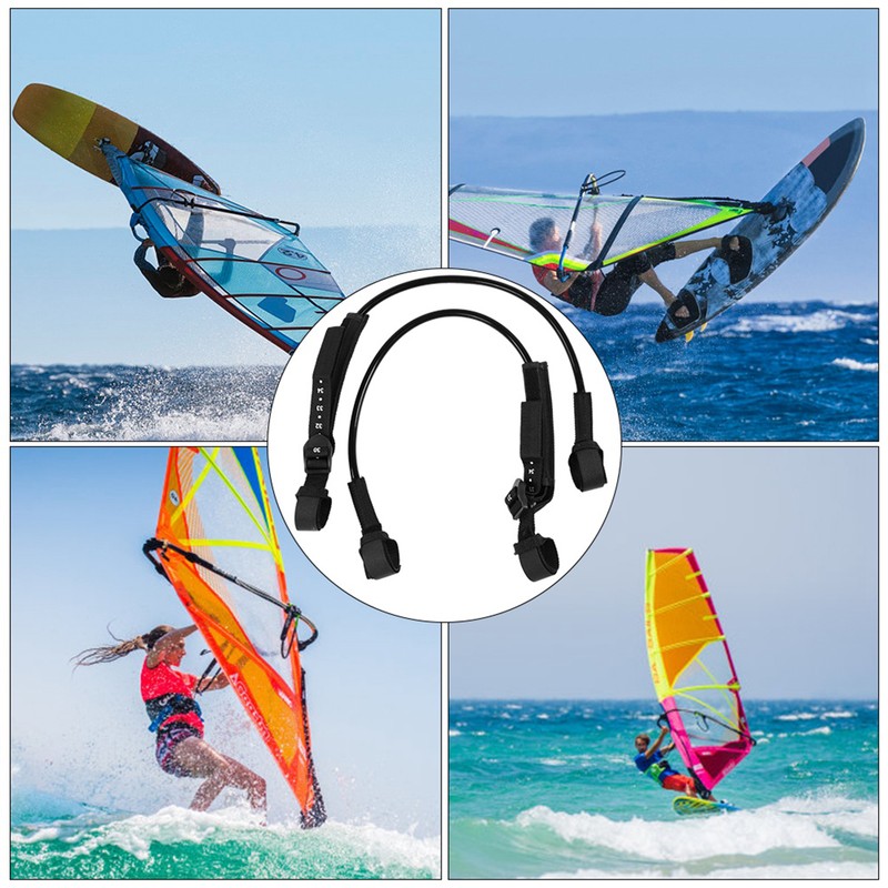 2PCS 28-34inch Black Adjustable Safety Windsurf Harness Leash Surfboard Surfing
