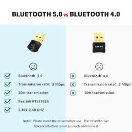 5.0 Bluetooth Adapter for PC, 3Mbps Bluetooth Dongle for PC windows 11/10/8.1/8/7, LinKAVEniR Dual Mode Bluetooth Network Adapters for Speakers/Headphones/Keyboards/Headsets/Printers/etc