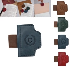Marcapáginas magnético personalizado Bygone Mark con soporte para bolígrafo, 26 letras nombre inicial marcapáginas de cuero personalizado para mujeres