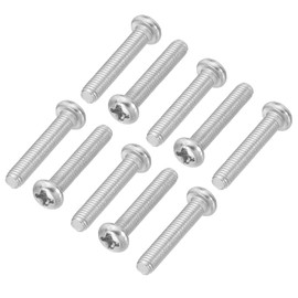 PATIKIL 80pcs M3-0.5 x 16mm 304 Stainless Steel 18-8 Full Thread Pan Head Machine Cross Hole Drive Screw