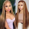 AUOU Honey Blonde Ombre Lace Front Wig Human Hair 4/27