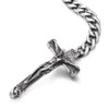 COOLSTEELANDBEYOND Mens Steel Vintage Jesus Christ Crucifix Horizontal Sideway Lateral