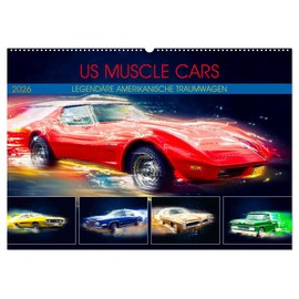 US Muscle Cars Legendäre Amerikanische Traumwagen (Wandkalender 2026 DIN A2 quer), CALVENDO Monatskalender