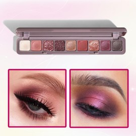 9 Colour Pink Brown Eyeshadow Palette, Matte Shimmering Glitter Eyeshadows Long Lasting Highly Pigmented Colourful Nude Shades Eye Shadow Pallets for Women, Gift for Women & Girls