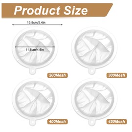 Strainer Filter, Pack of 4 Nylon Strainer with Handle 200/300/400/450Mesh Ultra Fine Funnel Filter Sieve Filter Kitchen Sieve Fine Filter Sieve Wine Filter for Juice, Milk, Coffee
