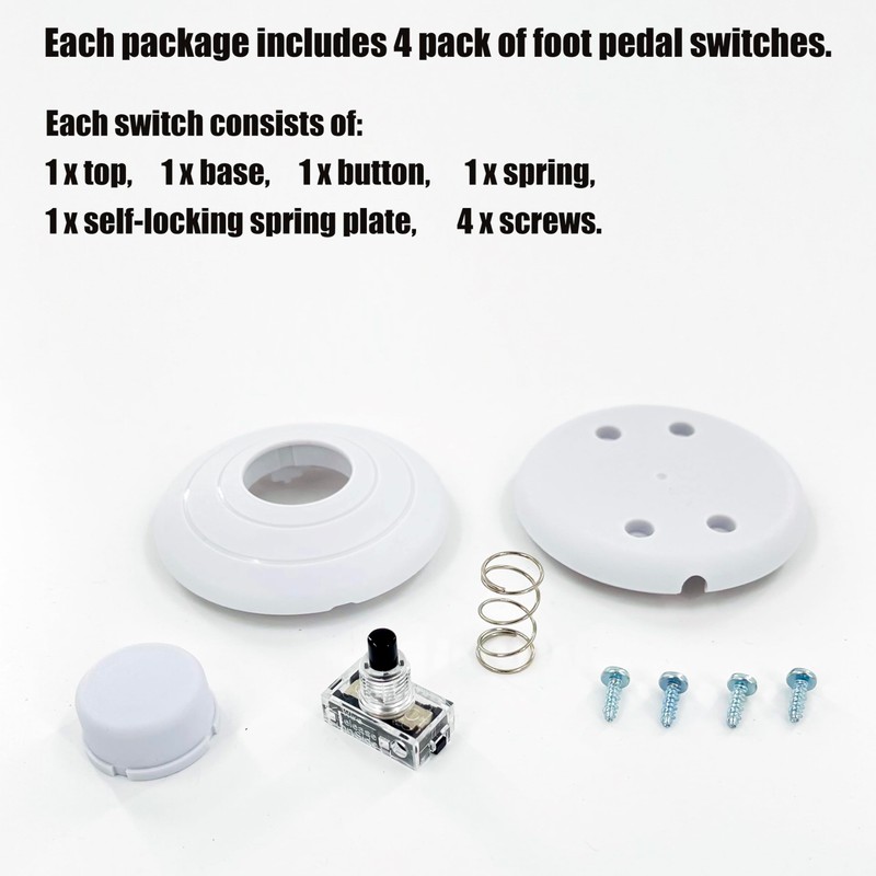 UL-Certified 4-Pack Foot Pedal Switch, Round Floor Lamp Inline Switch