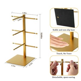 KMtilsh 3-Tier sunglass display stand Removable sunglass organizer Gold