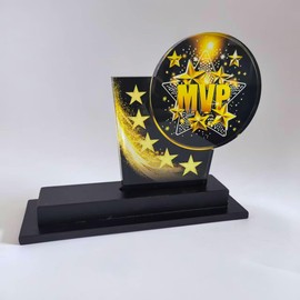 Champion Trophy 6 Inches Acrylic Most Valuable Player Trophy Award Prizes Cup MVP Trophy Medals Chain for Football Basketball Soccer Baseball Tournament League Championship Gift (One Piece)
